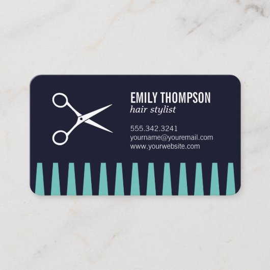 Comb Scissors Hair Stylist Business Card Visitenkarte (Vorderseite)