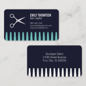 Comb Scissors Hair Stylist Business Card Visitenkarte (Vorne/Hinten)