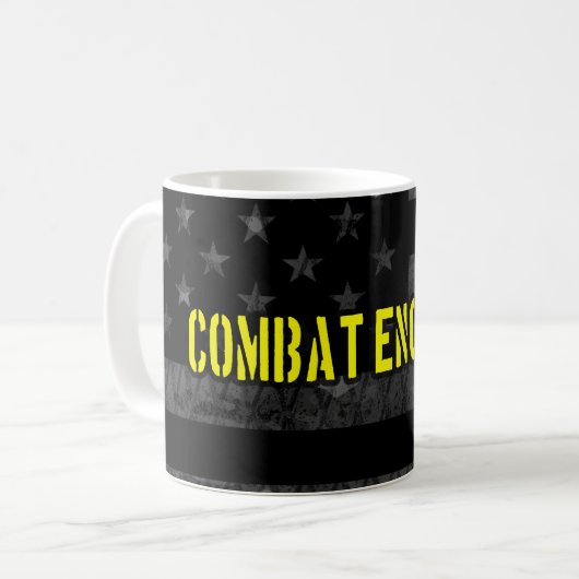 Combat Engineer Subdued American Flag Kaffeetasse (Vorderseite Links)