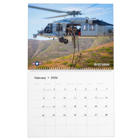 COMBAT HAWK - US-Militärhubschrauber H-60 Kalender (Feb 2026)