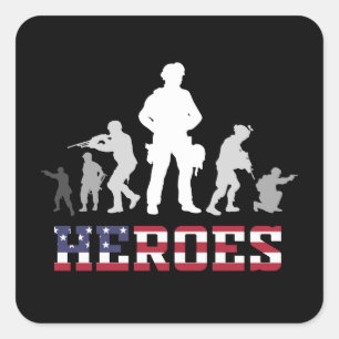 Combat Veteran Heroes Militäraktion Zitat Quadratischer Aufkleber