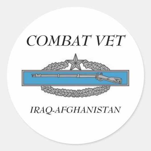 CombatInfBadge2Awd, COMBAT VET, IRAQ-AFGHANISTAN Runder Aufkleber (Vorderseite)
