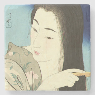 Combing ihre Haare (schöne asiatische Frau) (Koton Steinuntersetzer