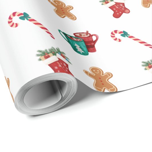 Combining the vibrant Christmas icons Wrapping Pap Geschenkpapier (Rolleneckpunkt)