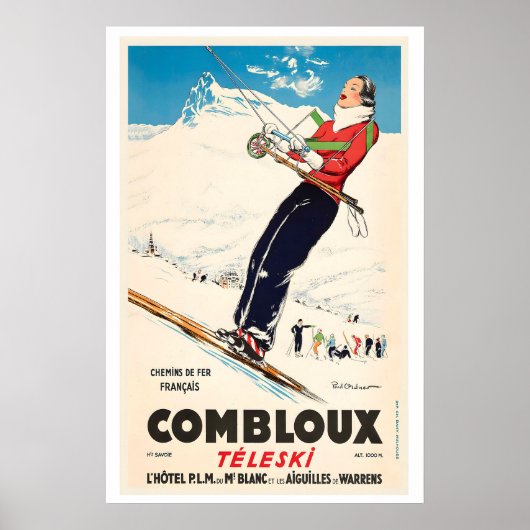 Comblou Ski Lift France Vintage Ski Poster (Vorne)
