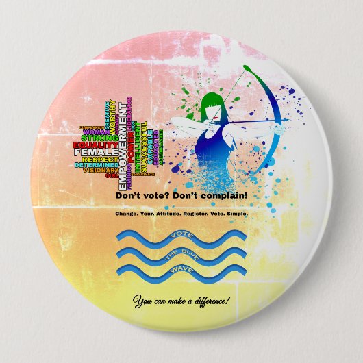 Combo Female Archer Strong Women Vote Blue Button (Vorderseite)