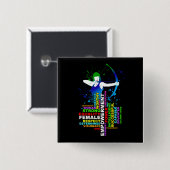 Combo Female Archer und Strong Women Word Cloud Button (Vorne & Hinten)