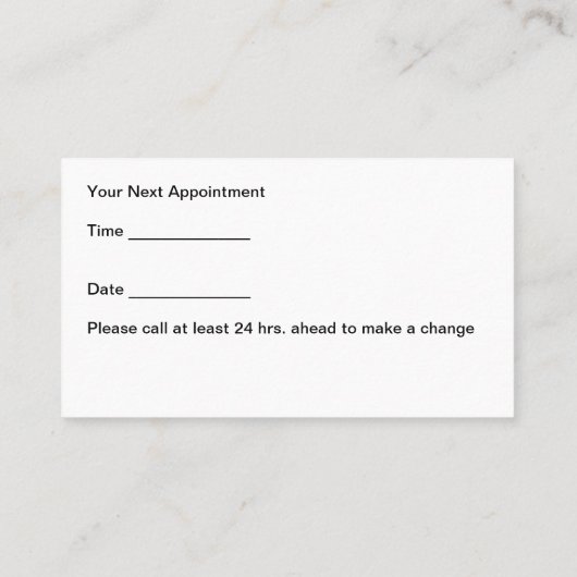 Combo für die Terminierung einer Visitenkarte für  (Rückseite)