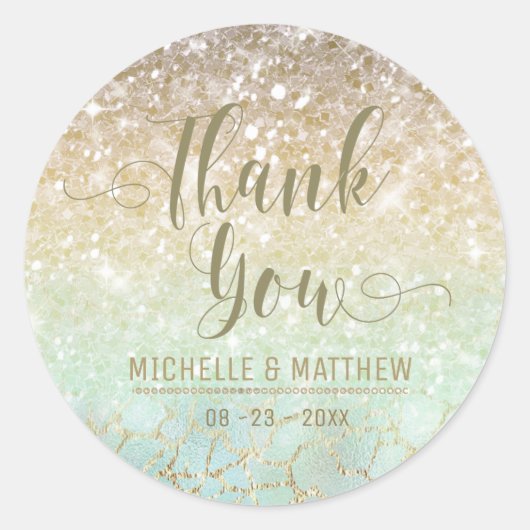 Combo Glitzer Gradient Opal Gold ID435 Runder Aufkleber (Vorderseite)