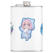 Combo Kawaii Anime, Cute Blue Whale and Octo-Vibes Flachmann (Vorderseite)