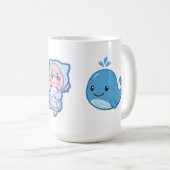 Combo Kawaii Anime, Cute Blue Whale and Octo-Vibes Kaffeetasse (VorderseiteRechts)