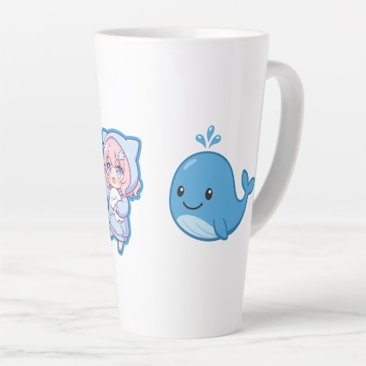 Combo Kawaii Anime, Cute Blue Whale and Octo-Vibes Milchtasse (Rechte Ecke)