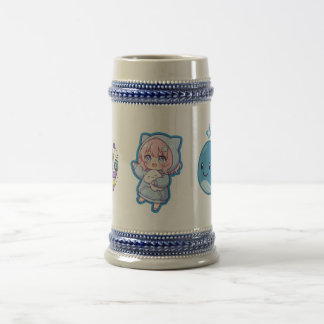 Combo Kawaii Anime, Süßer Blauer Wal und Octo-Vibe Bierglas