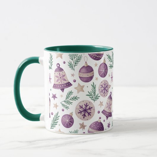 Combo Mug – Whimsical Purple Holiday Design Tasse (Links)