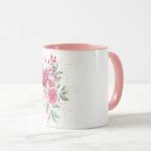 Combo-Rosa-Blume Tasse (VorderseiteRechts)