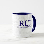 Combo-Tasse für Navy Blue Monogram mit Name Tasse (VorderseiteRechts)