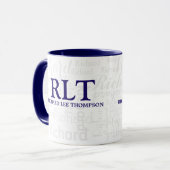 Combo-Tasse für Navy Blue Monogram mit Name Tasse (Vorderseite Links)