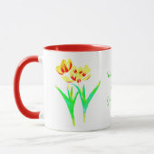 Combo-Tasse Gelb und Rot mit Text Tasse (Links)