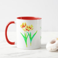 Combo-Tasse Gelb und Rot mit Text