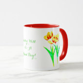 Combo-Tasse Gelb und Rot mit Text Tasse (VorderseiteRechts)