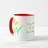Combo-Tasse Gelb und Rot mit Text Tasse (Vorderseite Links)