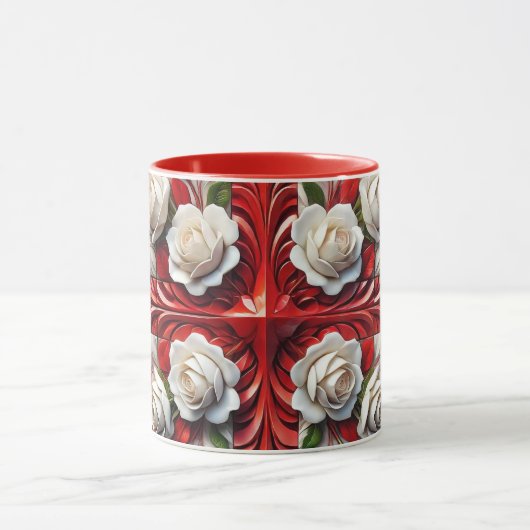 Combo-Tasse mit Englisch-Rose-Design Tasse (Zentrum)