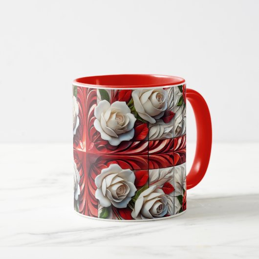 Combo-Tasse mit Englisch-Rose-Design Tasse (VorderseiteRechts)