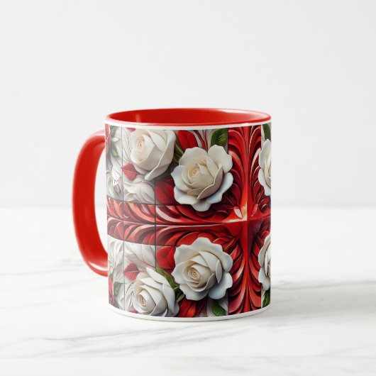 Combo-Tasse mit Englisch-Rose-Design Tasse (Vorderseite Links)