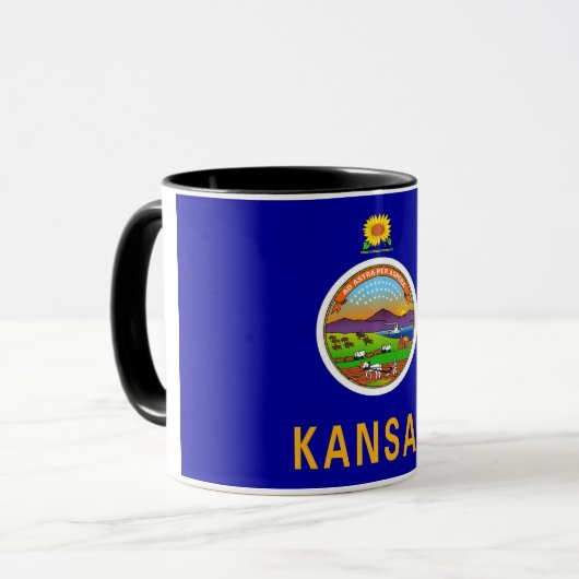 Combo-Tasse unter der Flagge von Kansas, USA Tasse (Vorderseite Links)