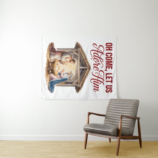 Come Adore Him Tapestry Wandteppich (Beispiel (Horizontal))