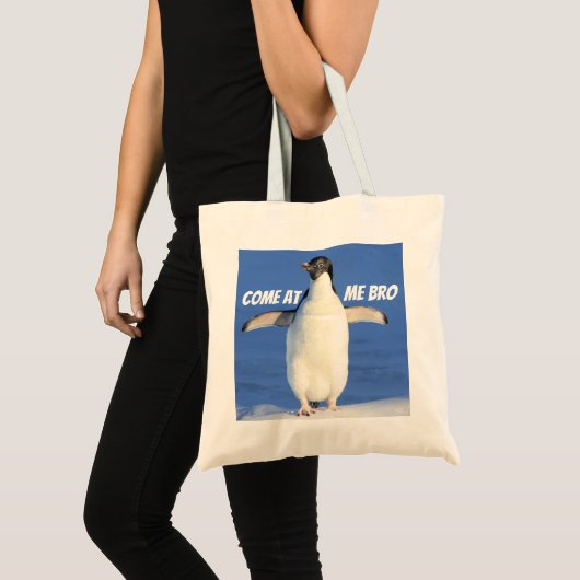 Come at Me Bro Funny Eme Penguin Tote Bag Tragetasche (Vorderseite (Produkt))
