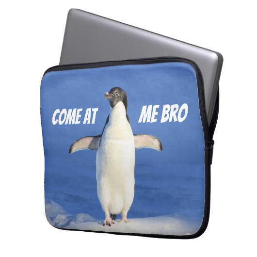 Come at Me Bro Funny Meme Penguin Laptopschutzhülle (Vorderseite Links)