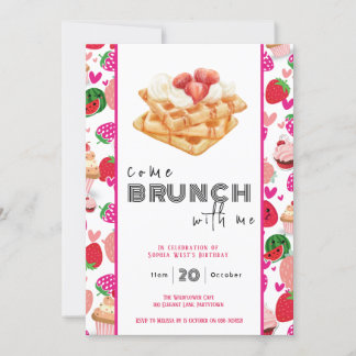 Come Brunch - Einladung zum Geburtstag mit weißem 