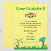 Come Celebrate Gender Neutral Affe Baby Shower Einladung (Vorne/Hinten)
