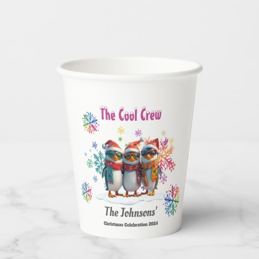 Come Chill mit der Coolsten Crew Around Christmas Pappbecher (Rückseite)