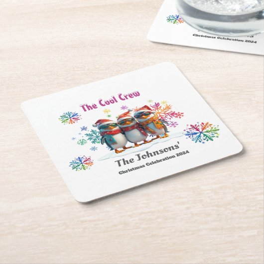 Come Chill mit der Coolsten Crew Around Christmas Rechteckiger Pappuntersetzer (angewinkelt)