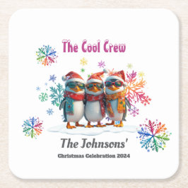 Come Chill mit der Coolsten Crew Around Christmas Rechteckiger Pappuntersetzer