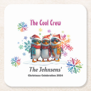 Come Chill mit der Coolsten Crew Around Christmas Rechteckiger Pappuntersetzer