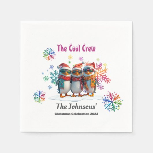Come Chill mit der Coolsten Crew Around Christmas Serviette (Vorderseite)