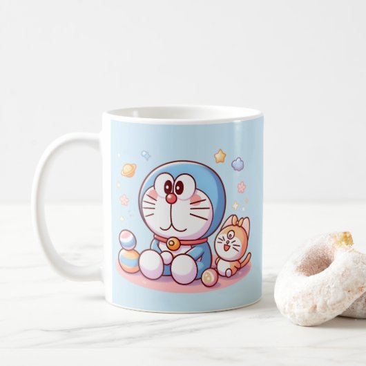 Come Come Cat And Doraemon Kaffeetasse (Mit Donut)