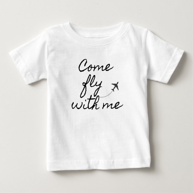 "Come Fly with me" Baby T - Shirt Minimalist (Vorderseite)