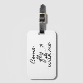"Come fly with me" Gepäckmarke weiß/schwarz Gepäckanhänger (Vorderseite Vertikal)