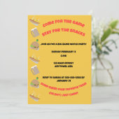 Come for the Game, Stay for the snacks Invitation Einladung (Stehend Vorderseite)