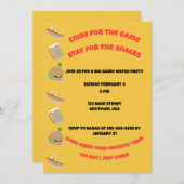 Come for the Game, Stay for the snacks Invitation Einladung (Vorne/Hinten)