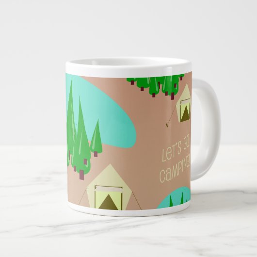 Come Go Camping Retro Style Pattern Jumbo-Tasse (Vorderseite Rechts)