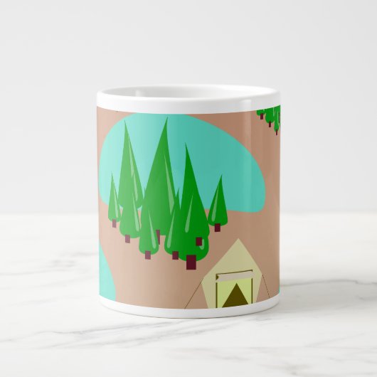 Come Go Camping Retro Style Pattern Jumbo-Tasse (Vorderseite)