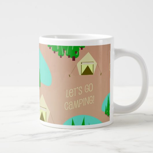 Come Go Camping Retro Style Pattern Jumbo-Tasse (Rechts)