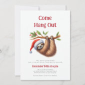 Come Hang Out Sloth Branch Funny Christmas Party Einladung (Vorderseite)