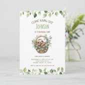 Come Hang Out Sloth Party Birthday Einladung (Stehend Vorderseite)