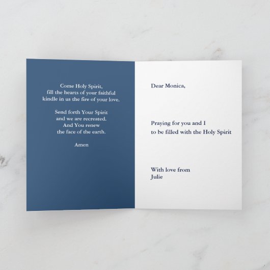 Come Holy Spirit Gebet Name Karte hinzufügen (Innenseite)